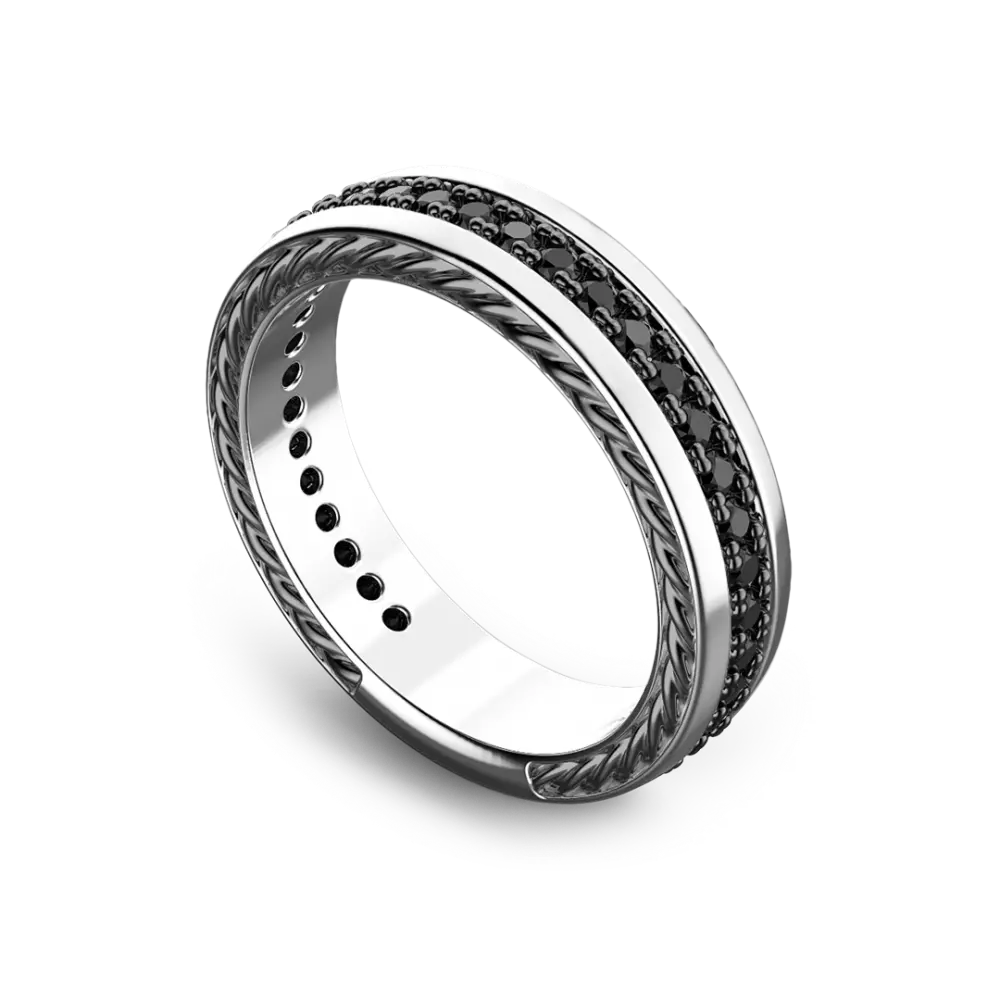 anello-fede-zancan-in-argento-con-pietre-nere zancan - anello a fede gioielleria montagnani