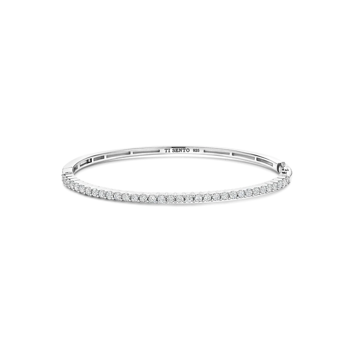 ti sento bracciale rigido con zirconi in argento gioielleria montagnani roma